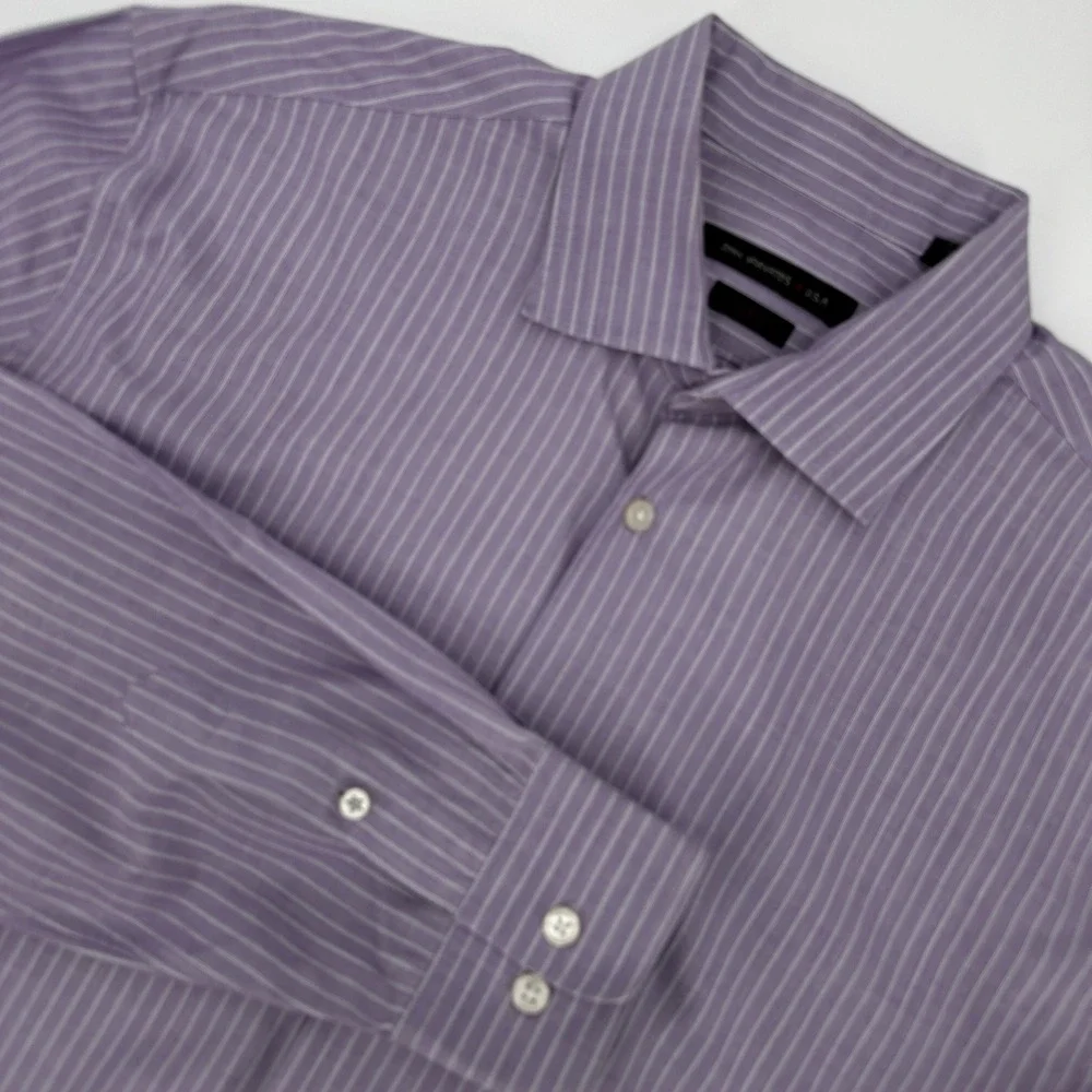 John Varvatos USA Mens Purple Stripe Slim Fit Dress Shirt‎ Button Down 16 1/2 34